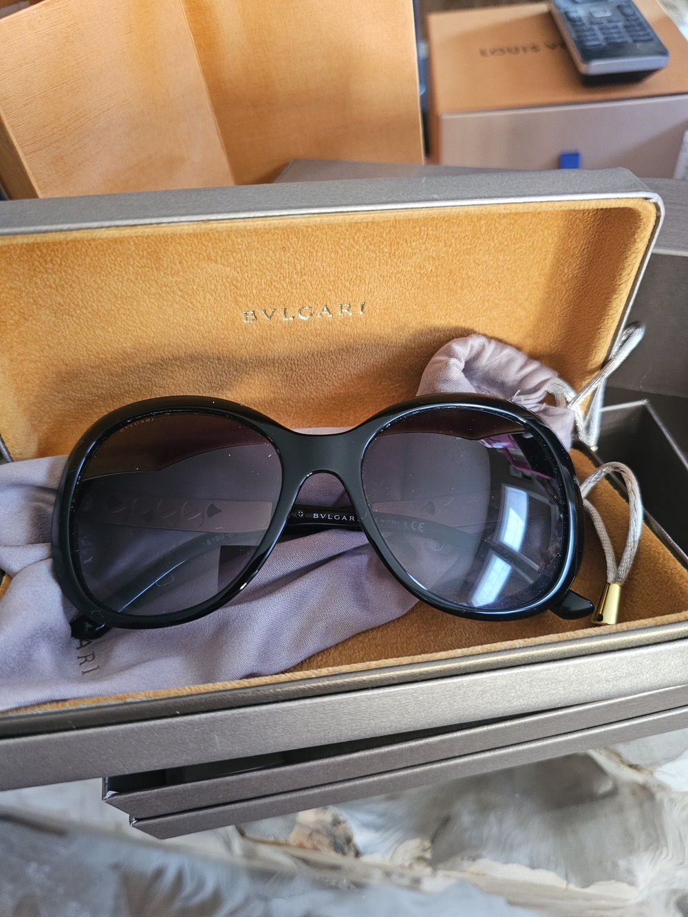 Bulgari Black Oversized Round Women's Sunglasses